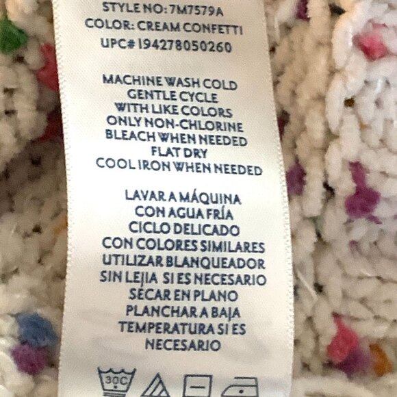 Seven7 Slouchy Chunky Knit Sweater Sz S Multicolor Confetti Pom Poms 193G - Picture 7 of 8